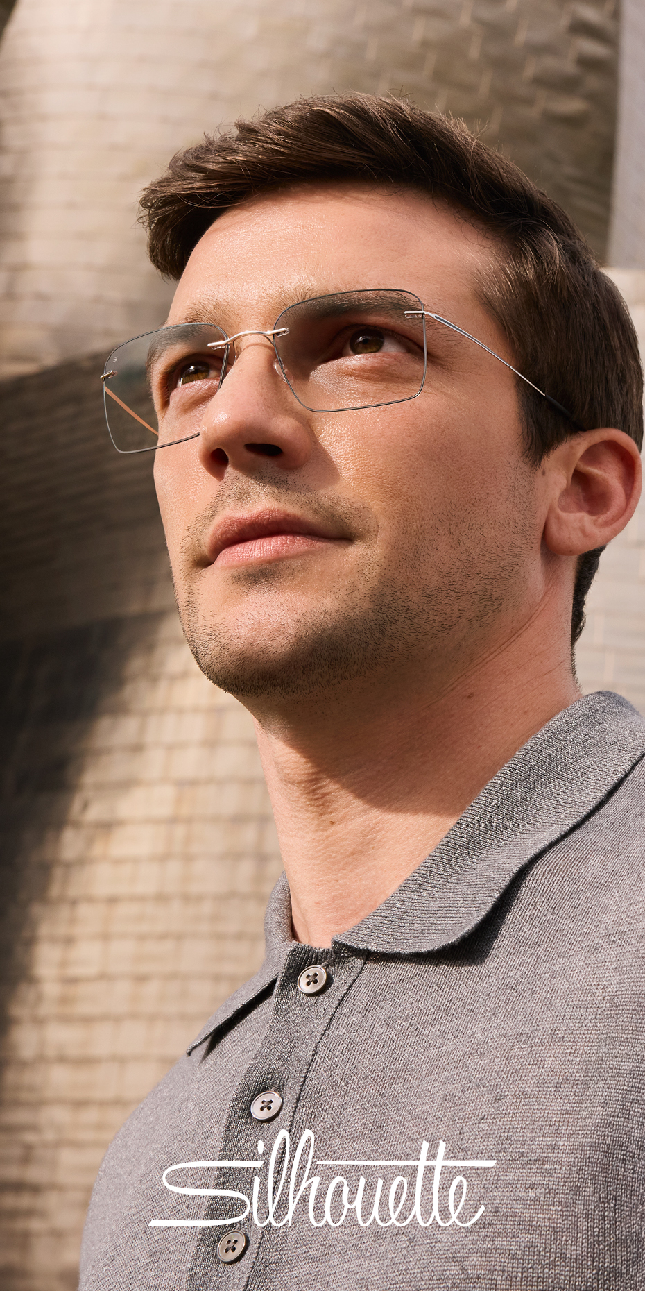 Silhouette: Mann mit Brille